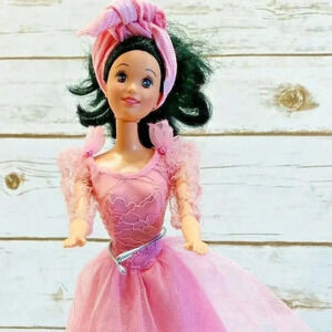 MATTEL BARBIE Disney Doll Black Hair Brown Eyes Pink Dress 12" Tall